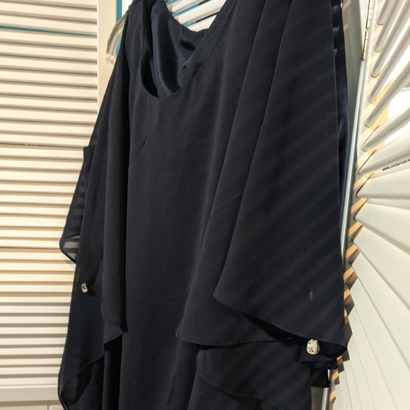 2 Piece Navy Chiffon Women's Pantsuit - Picture 3 of 6